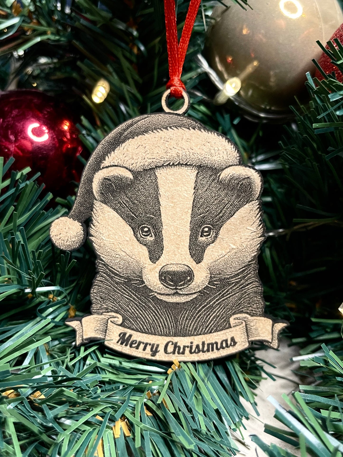 Badger - Personalisable Christmas Tree Decoration Bauble Ornament Wildlife Gift