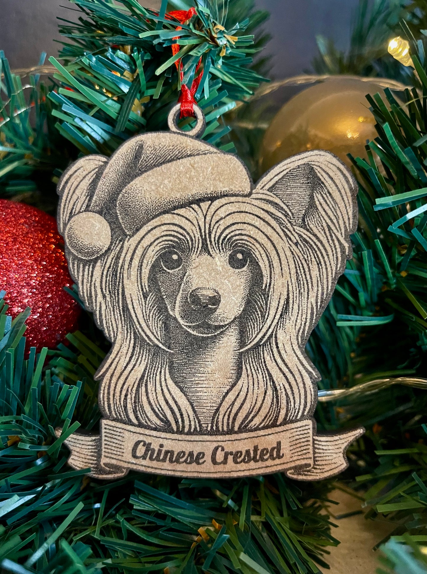 Chinese Crested Powder Puff Tree Ornament