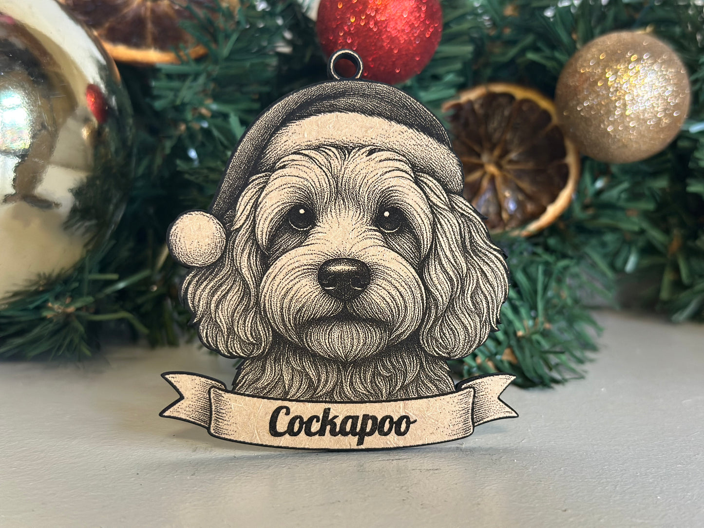 Cockapoo - Personalisable Christmas Tree Decoration Bauble Ornament Dog Gift