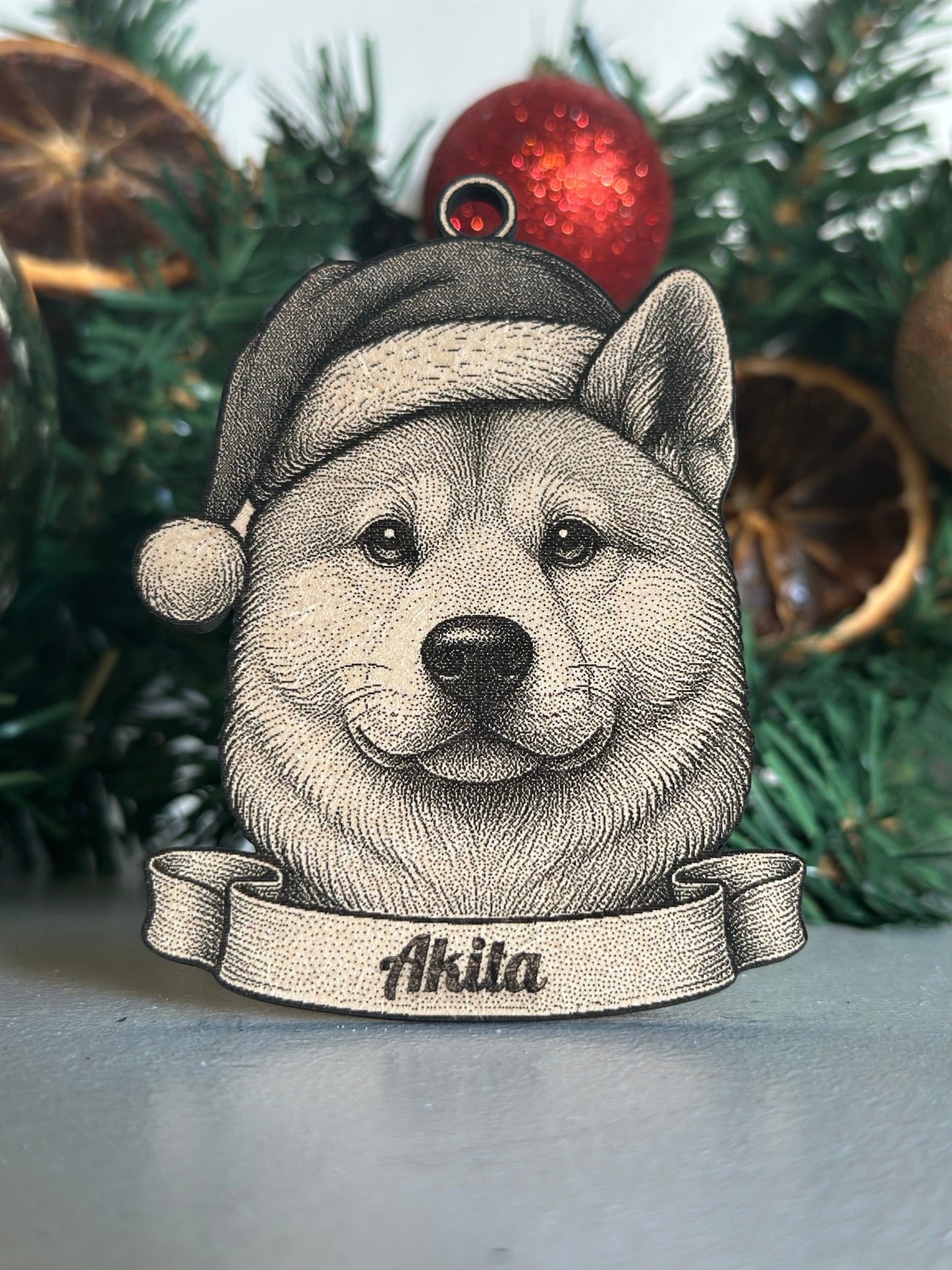 Akita - Personalisable Christmas Tree Decoration Bauble Ornament Dog Gift
