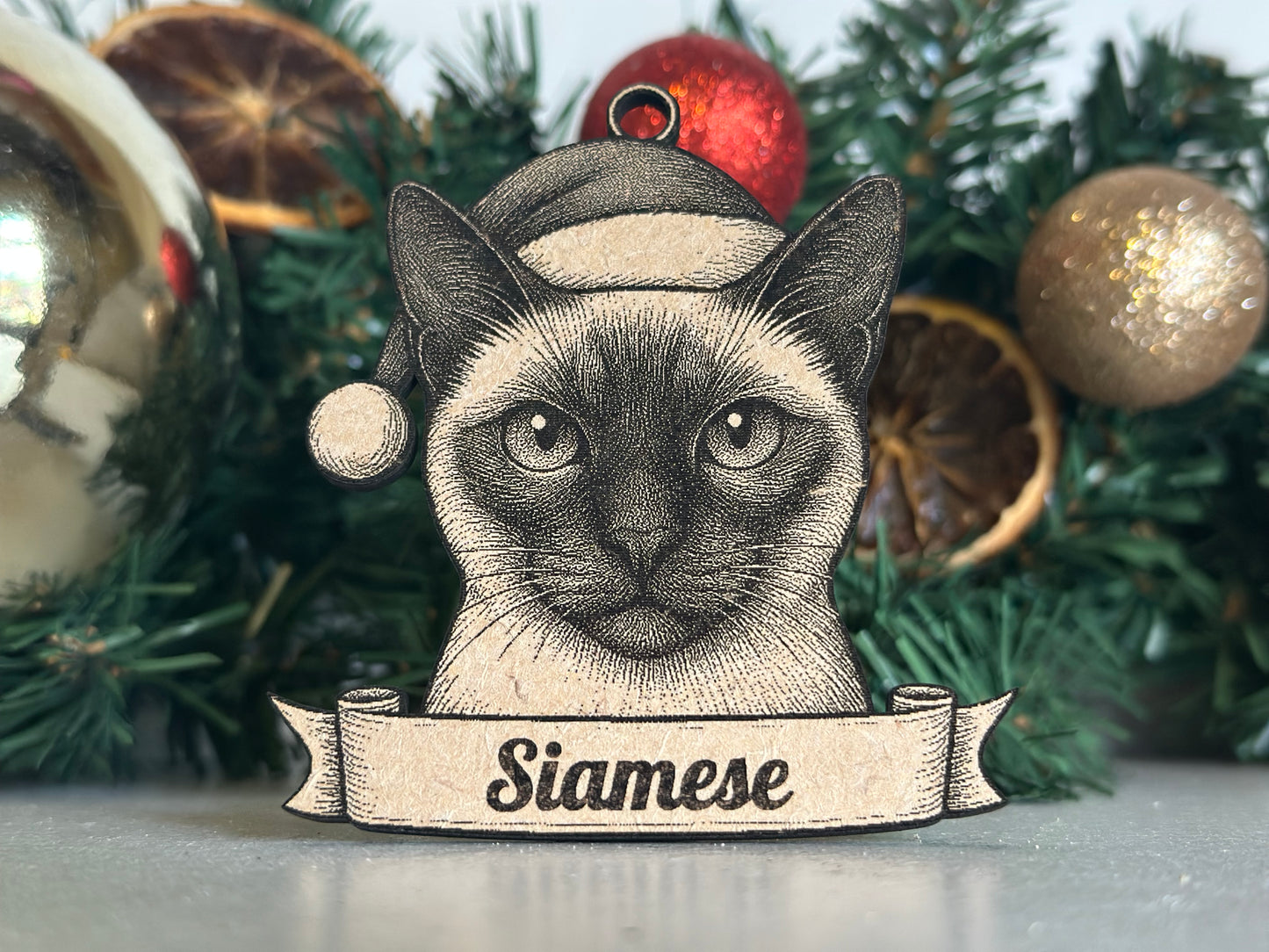 Siamese - Personalisable Christmas Tree Decoration Bauble Ornament Cat Gift