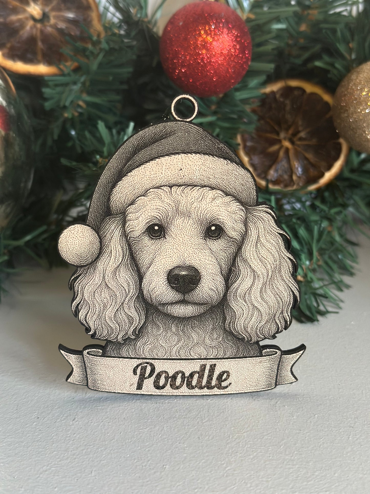 Poodle - Personalisable Christmas Tree Decoration Bauble Ornament Dog Gift