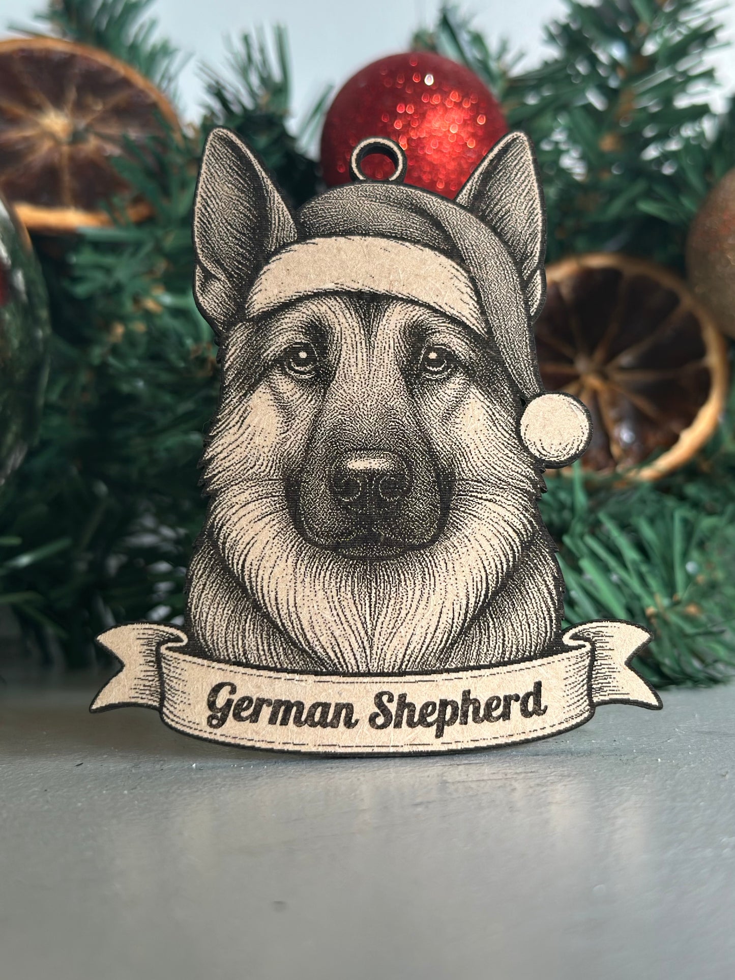 German Shepherd - Personalisable Christmas Tree Decoration Bauble Ornament Dog Gift