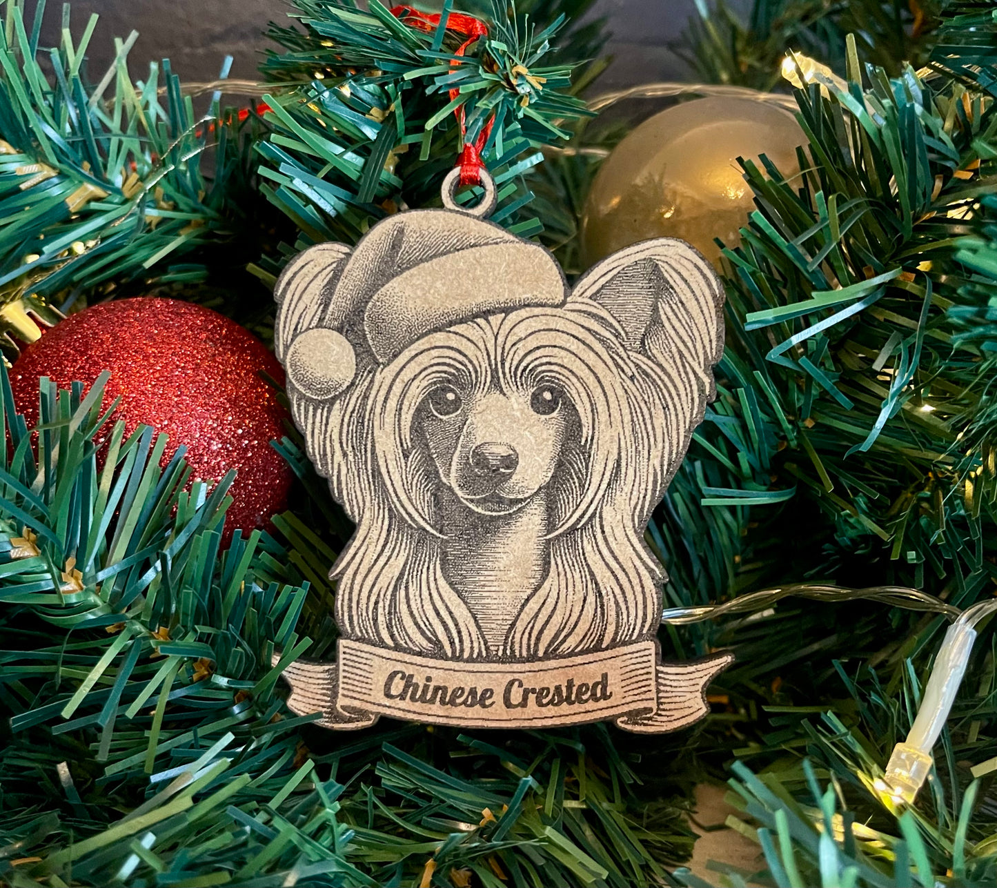Chinese Crested Powder Puff Tree Ornament