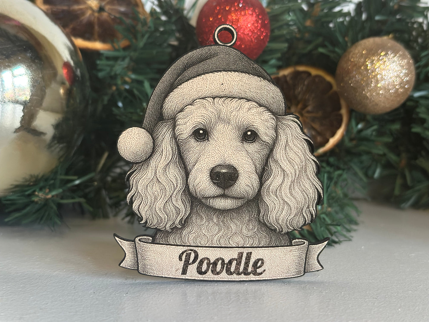 Poodle - Personalisable Christmas Tree Decoration Bauble Ornament Dog Gift