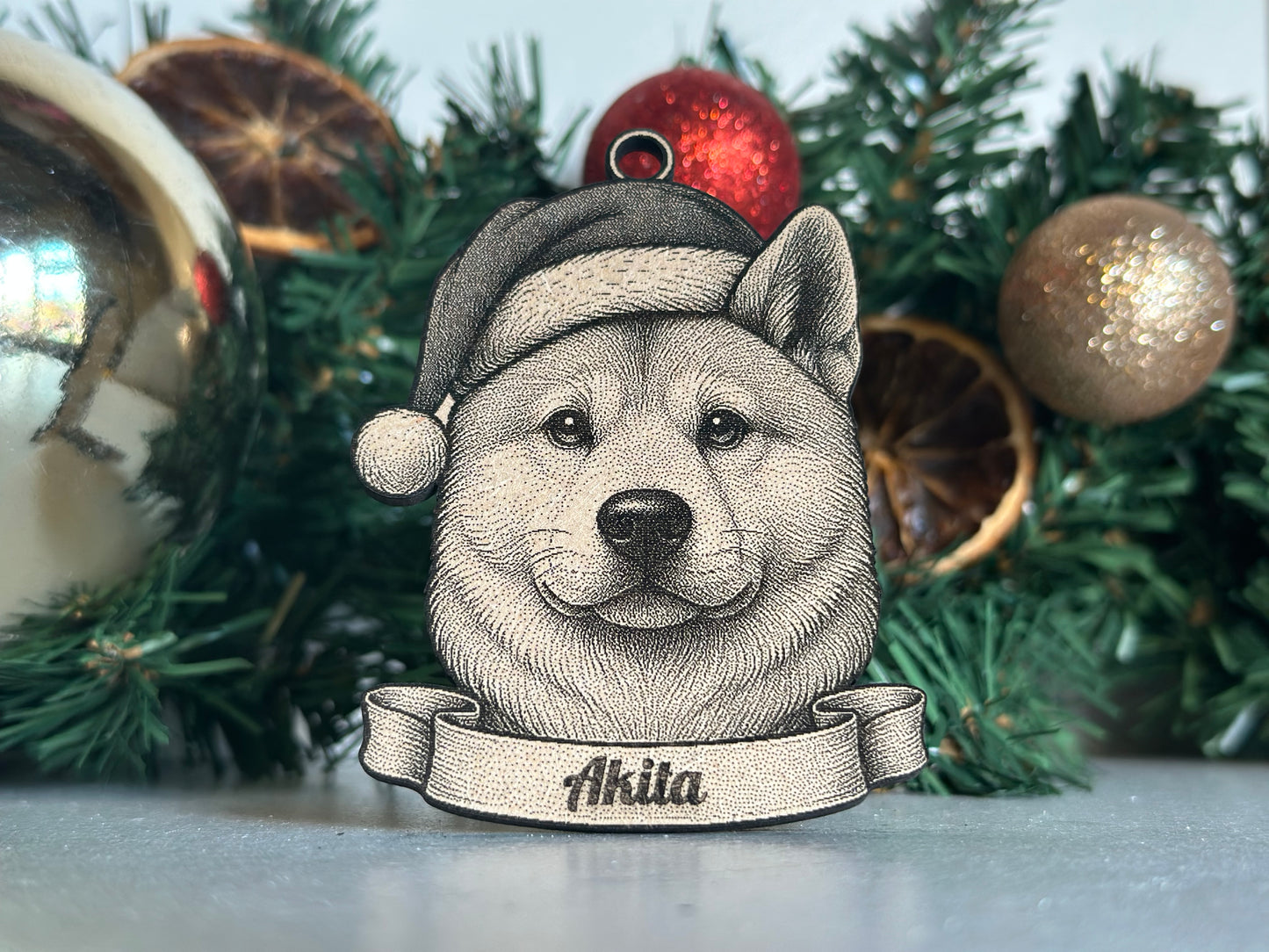 Akita - Personalisable Christmas Tree Decoration Bauble Ornament Dog Gift