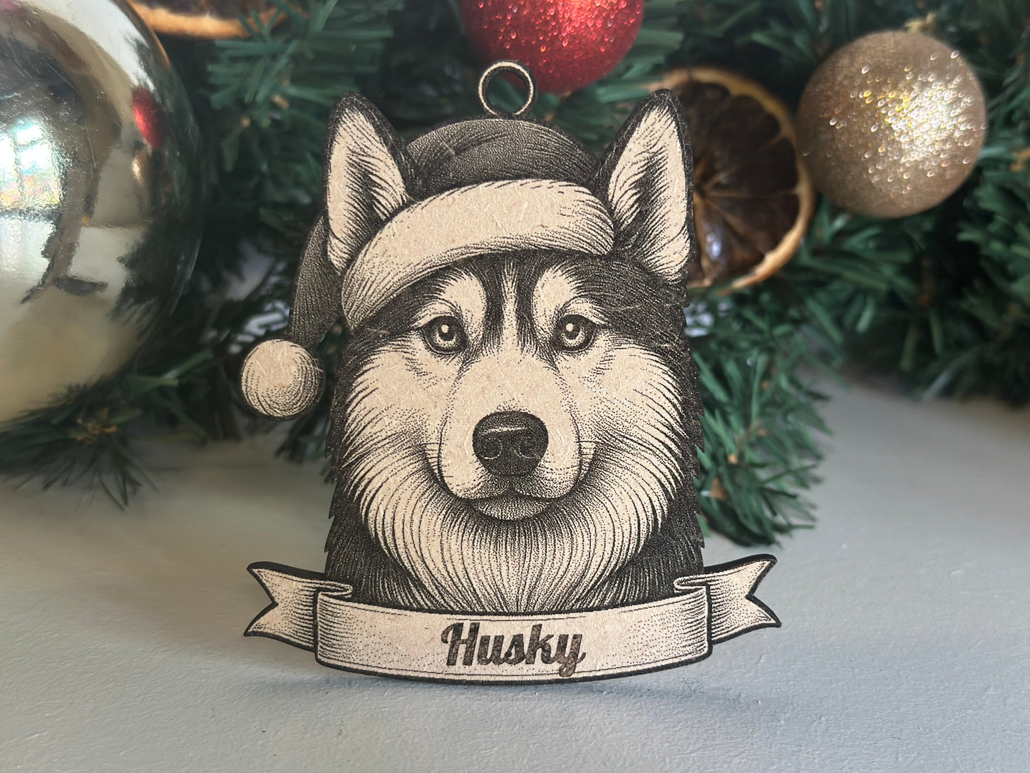 Husky - Personalisable Christmas Tree Decoration Bauble Ornament Dog Gift