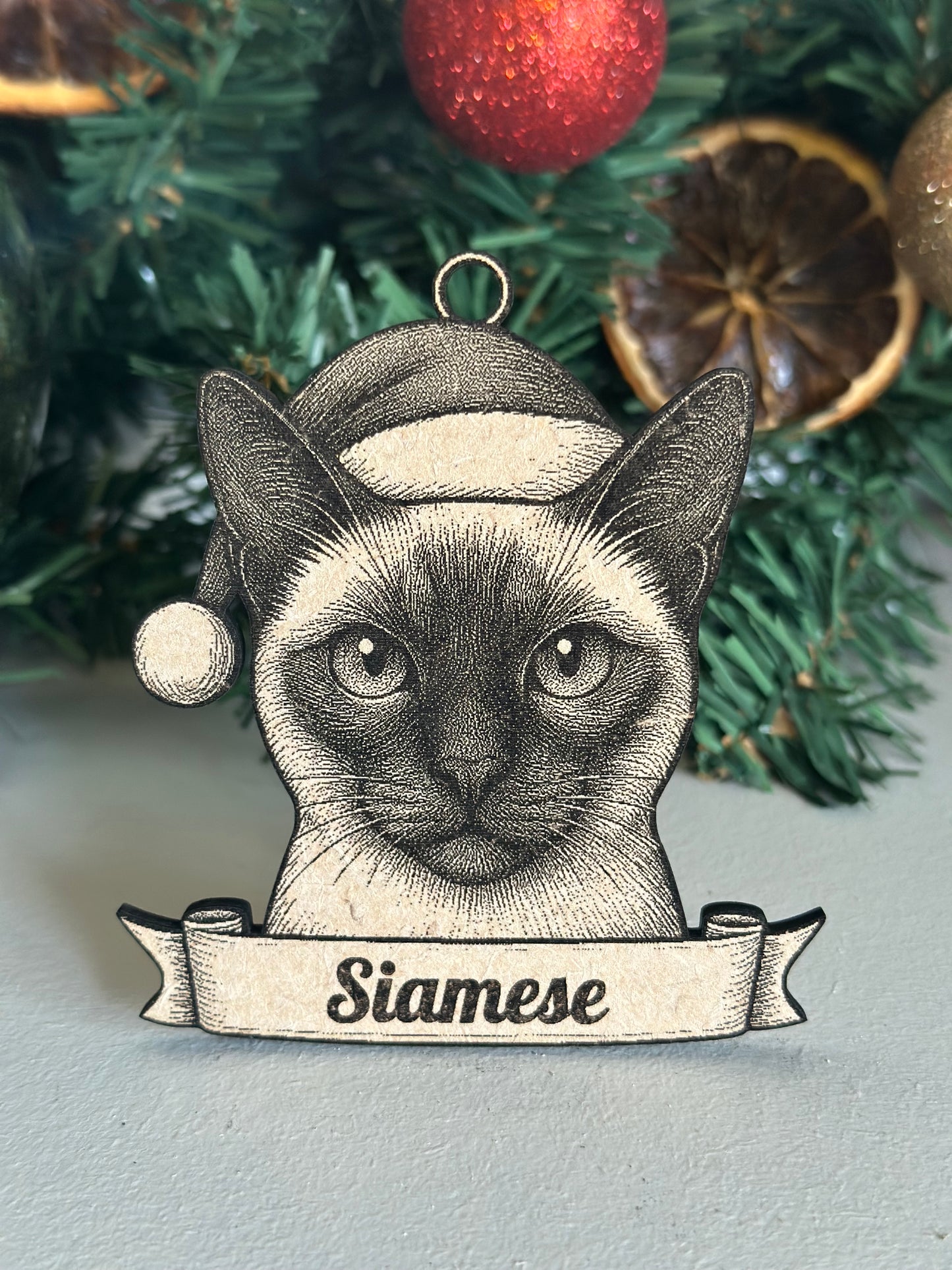 Siamese - Personalisable Christmas Tree Decoration Bauble Ornament Cat Gift