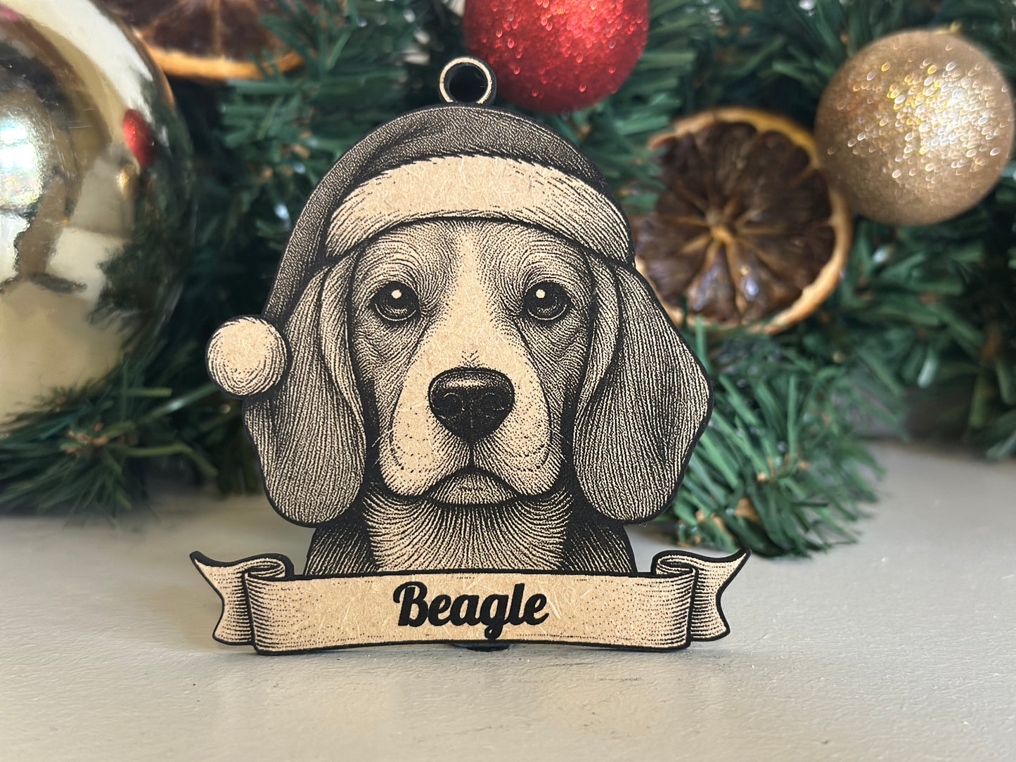 Beagle - Personalisable Christmas Tree Decoration Bauble Ornament Dog Gift
