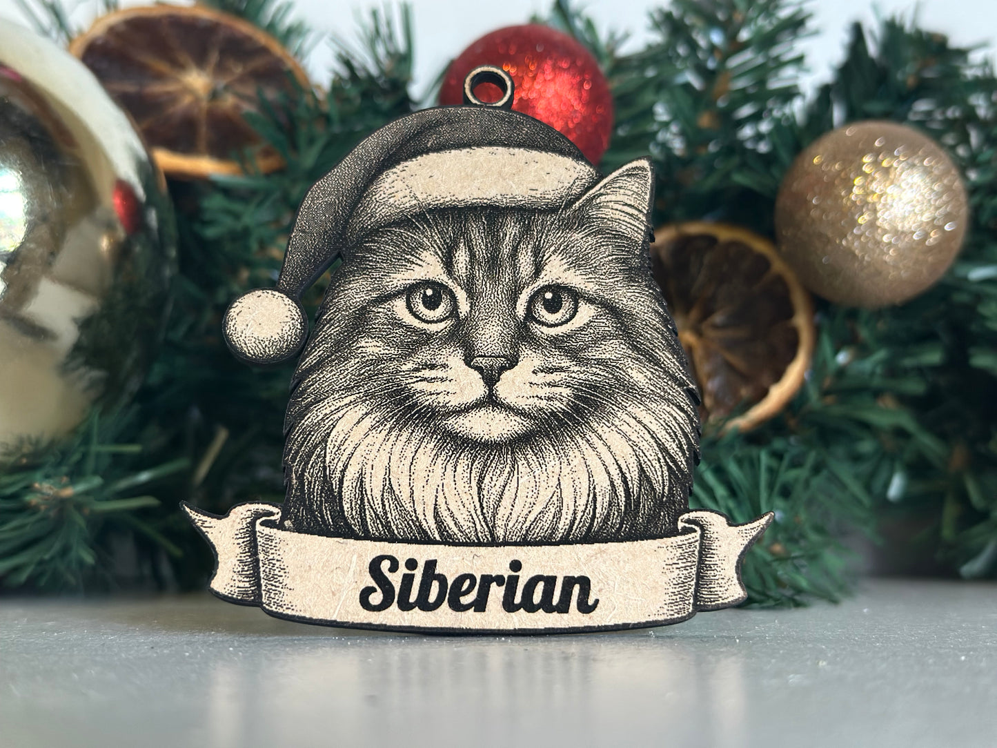 Siberian - Personalisable Christmas Tree Decoration Bauble Ornament Cat Gift