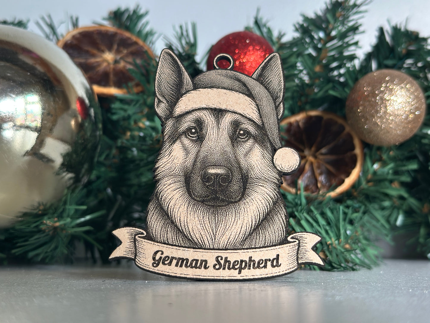 German Shepherd - Personalisable Christmas Tree Decoration Bauble Ornament Dog Gift