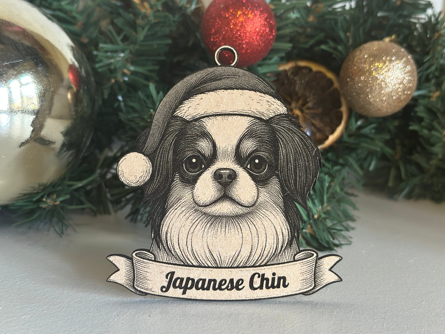 Japanese Chin - Personalisable Christmas Tree Decoration Bauble Ornament Dog Gift