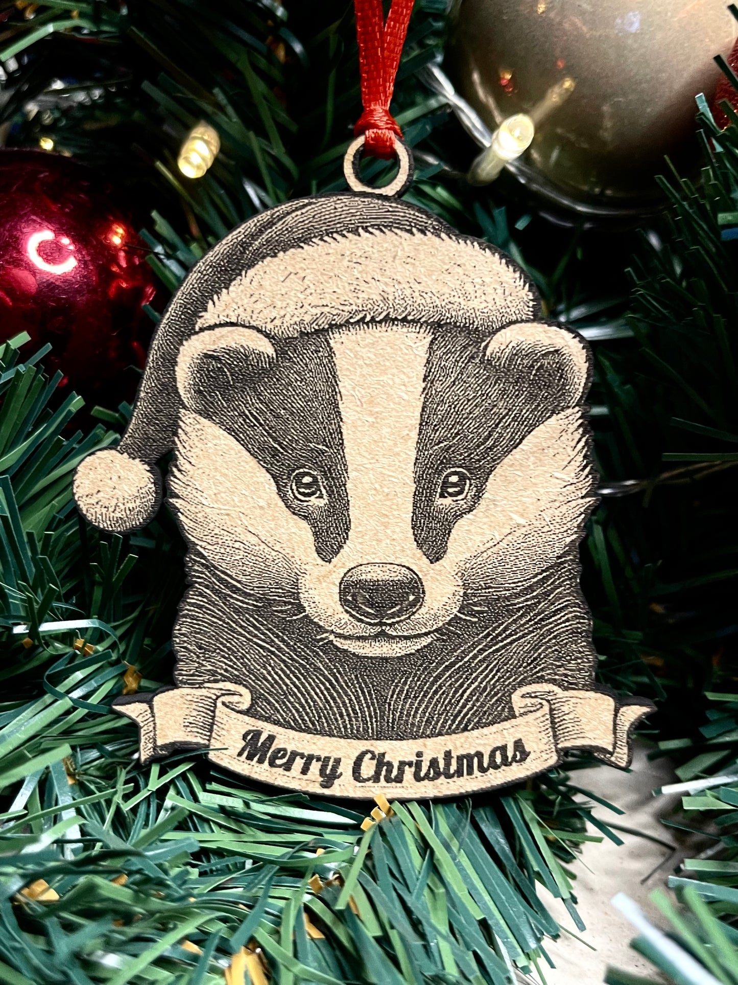 Badger - Personalisable Christmas Tree Decoration Bauble Ornament Wildlife Gift
