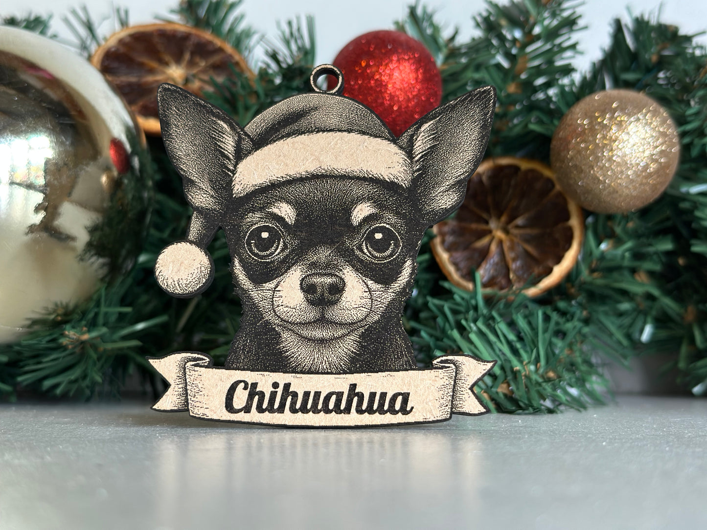 Chihuahua Black & Tan - Personalisable Christmas Tree Decoration Bauble Ornament Dog Gift