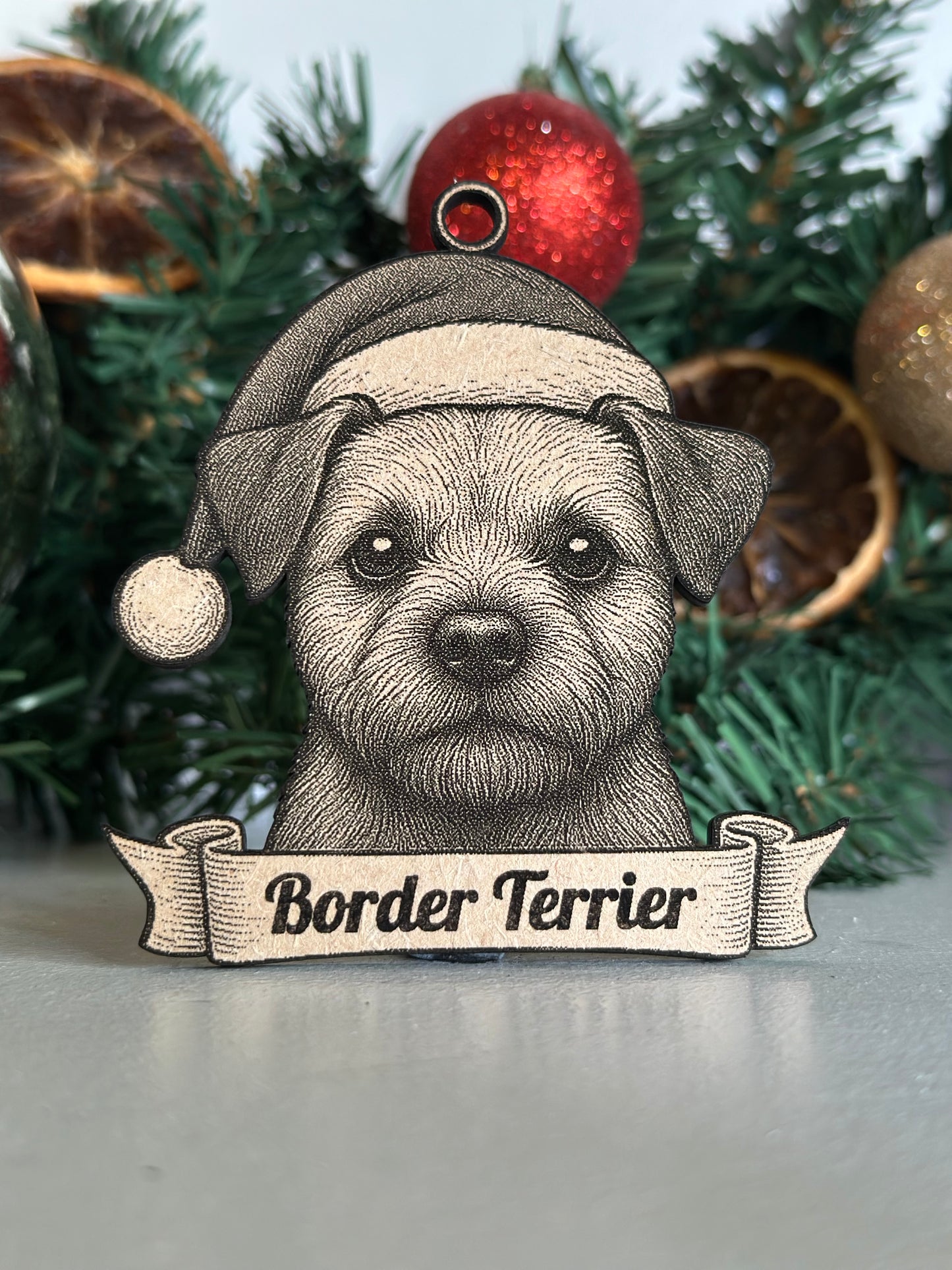 Border Terrier - Personalisable Christmas Tree Decoration Bauble Ornament Dog Gift