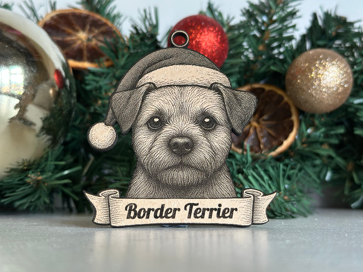 Border Terrier - Personalisable Christmas Tree Decoration Bauble Ornament Dog Gift