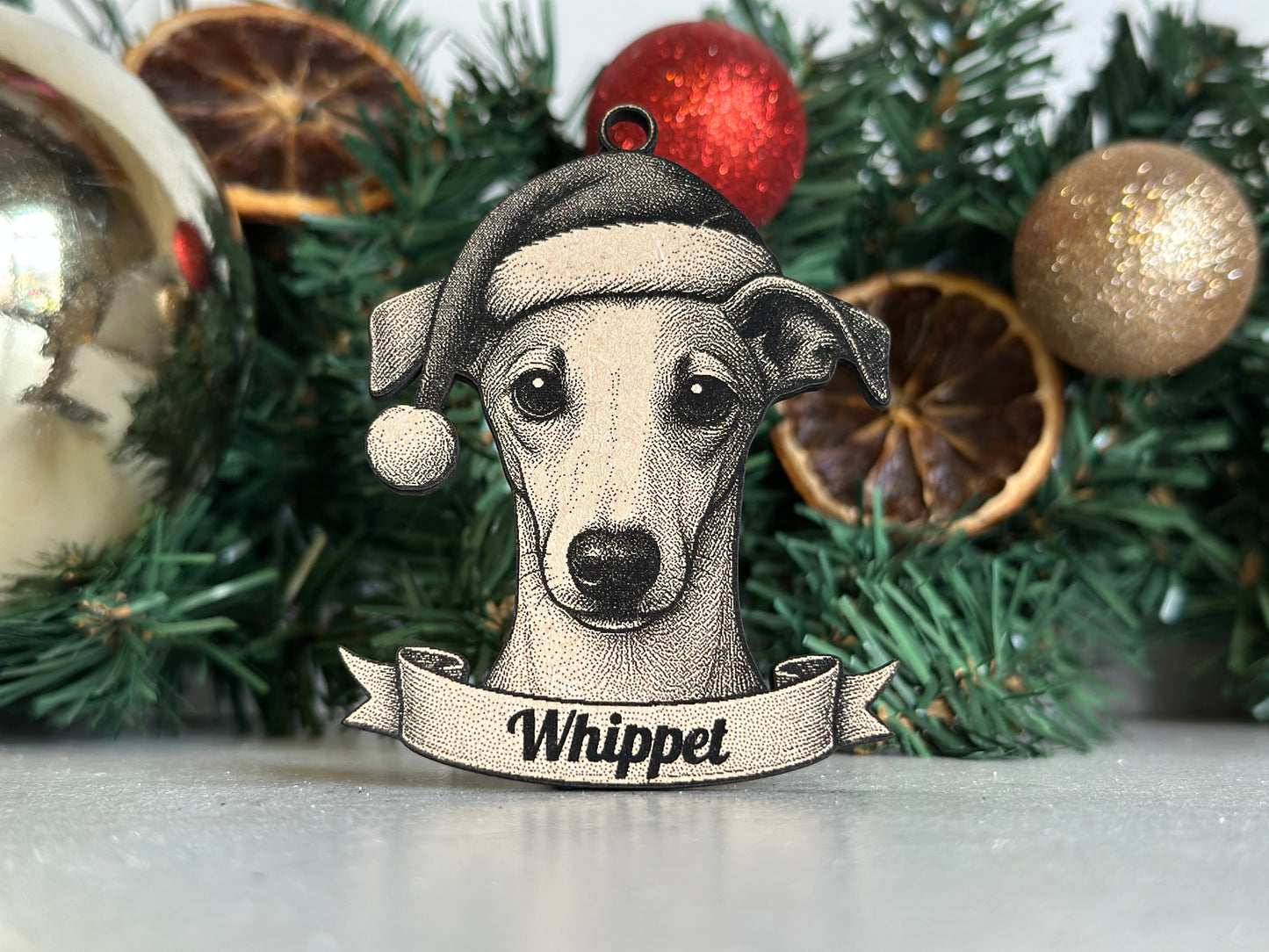 Whippet - Personalisable Christmas Tree Decoration Bauble Ornament Dog Gift