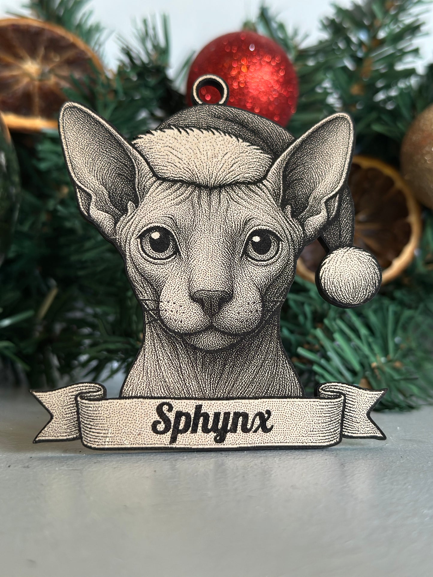 Sphynx - Personalisable Christmas Tree Decoration Bauble Ornament Cat Gift