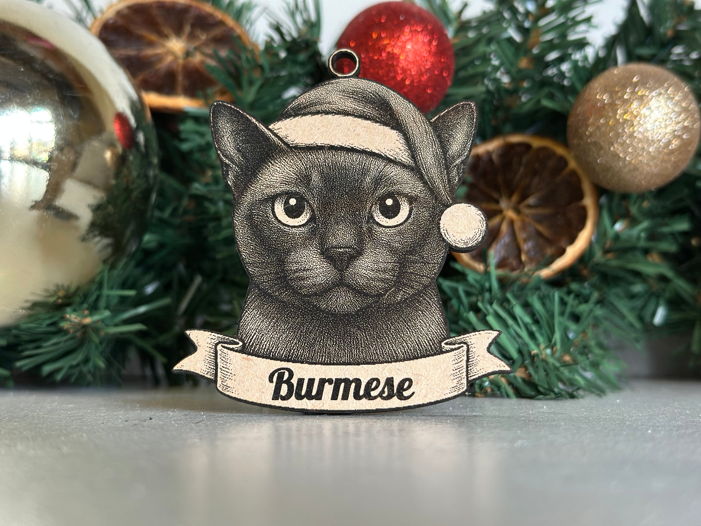 Burmese - Personalisable Christmas Tree Decoration Bauble Ornament Cat Gift