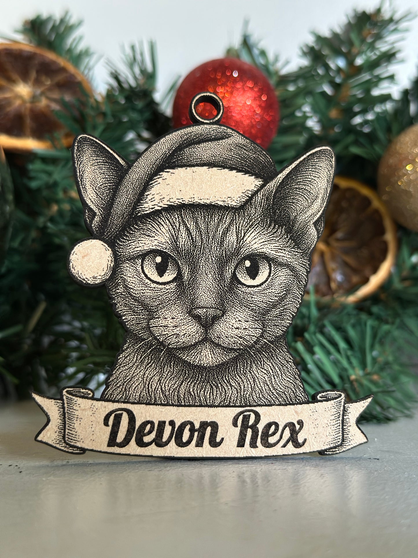 Devon Rex - Personalisable Christmas Tree Decoration Bauble Ornament Cat Gift