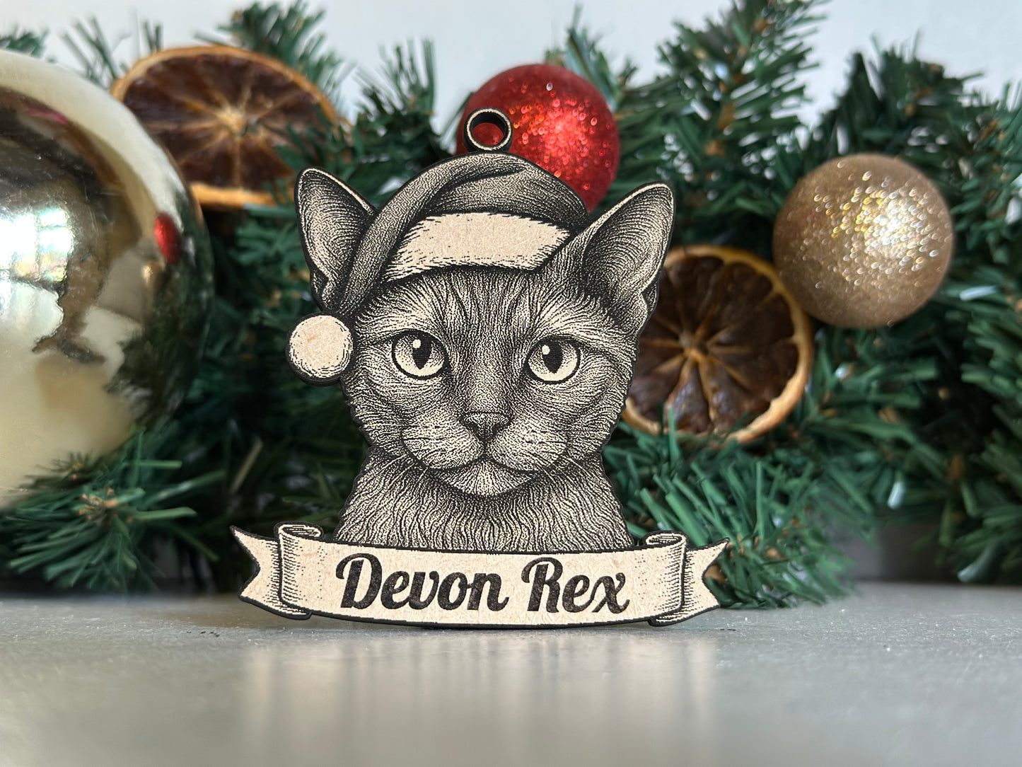 Devon Rex - Personalisable Christmas Tree Decoration Bauble Ornament Cat Gift