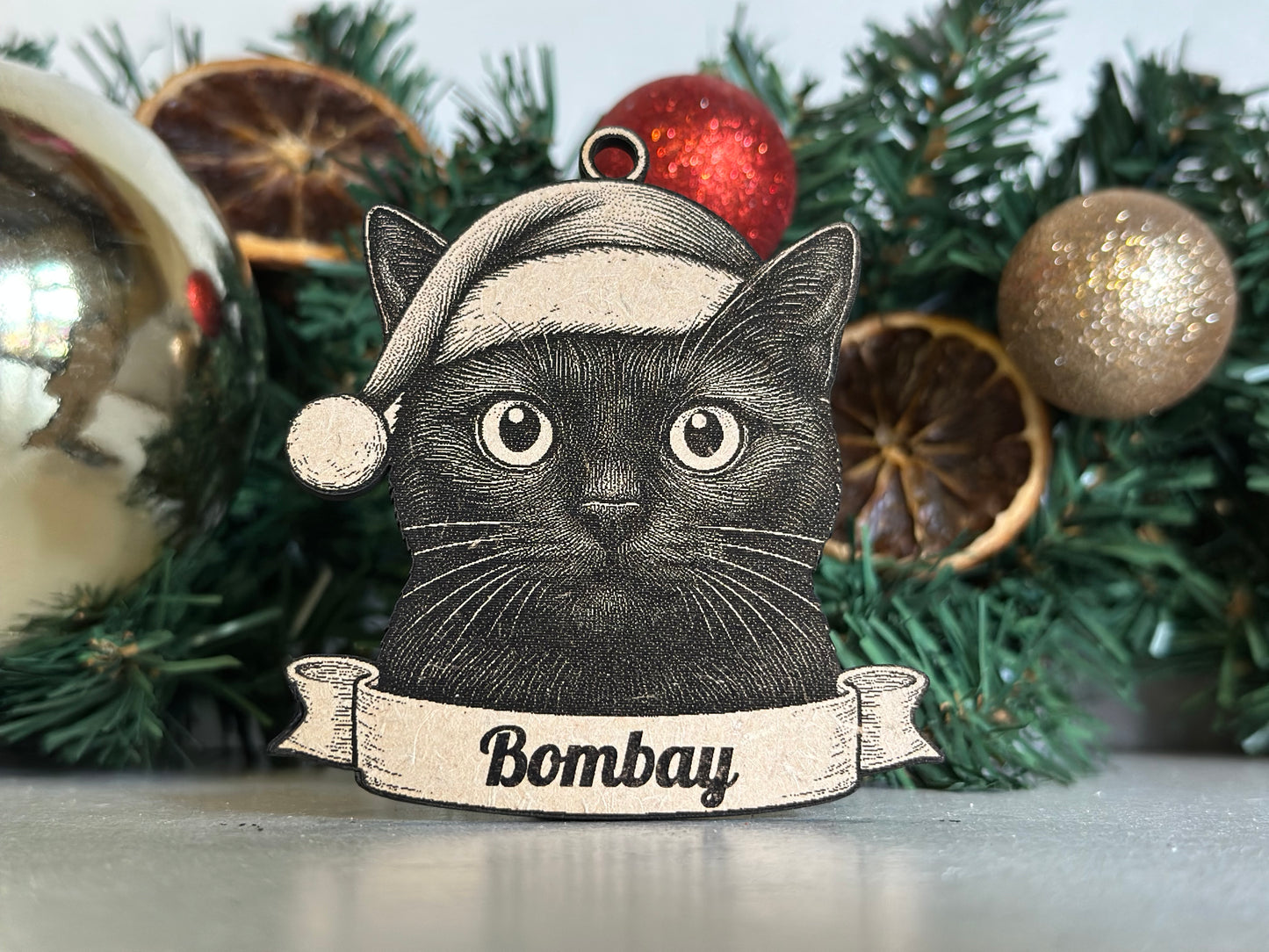 Bombay - Personalisable Christmas Tree Decoration Bauble Ornament Cat Gift
