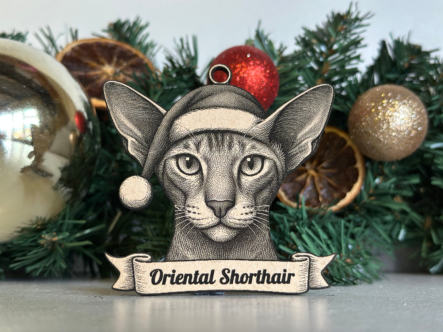 Oriental Shorthair - Personalisable Christmas Tree Decoration Bauble Ornament Cat Gift