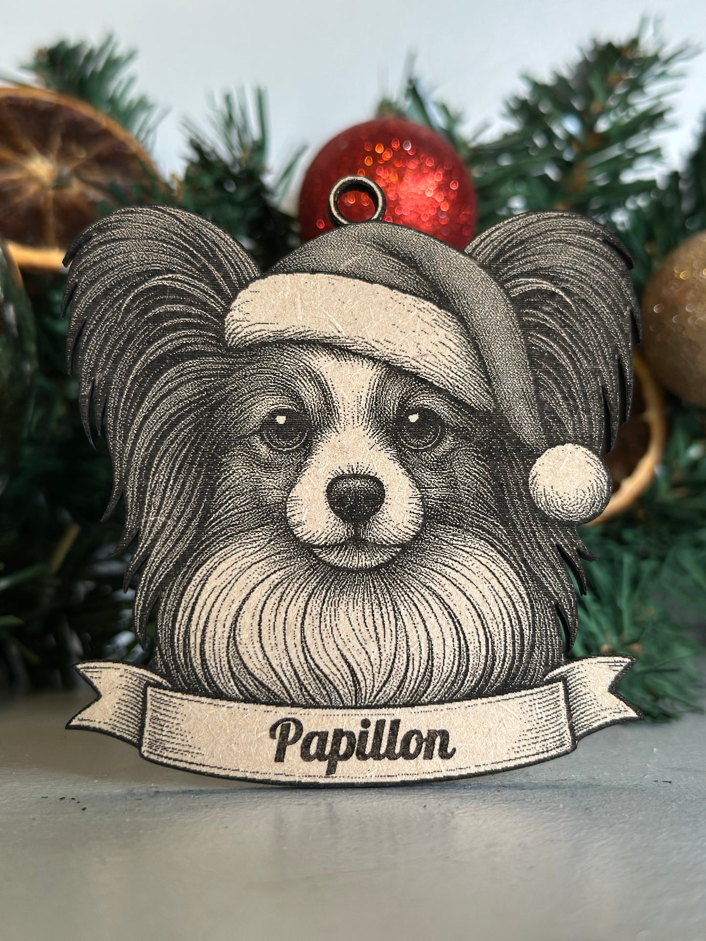 Papillon - Personalisable Christmas Tree Decoration Bauble Ornament Dog Gift