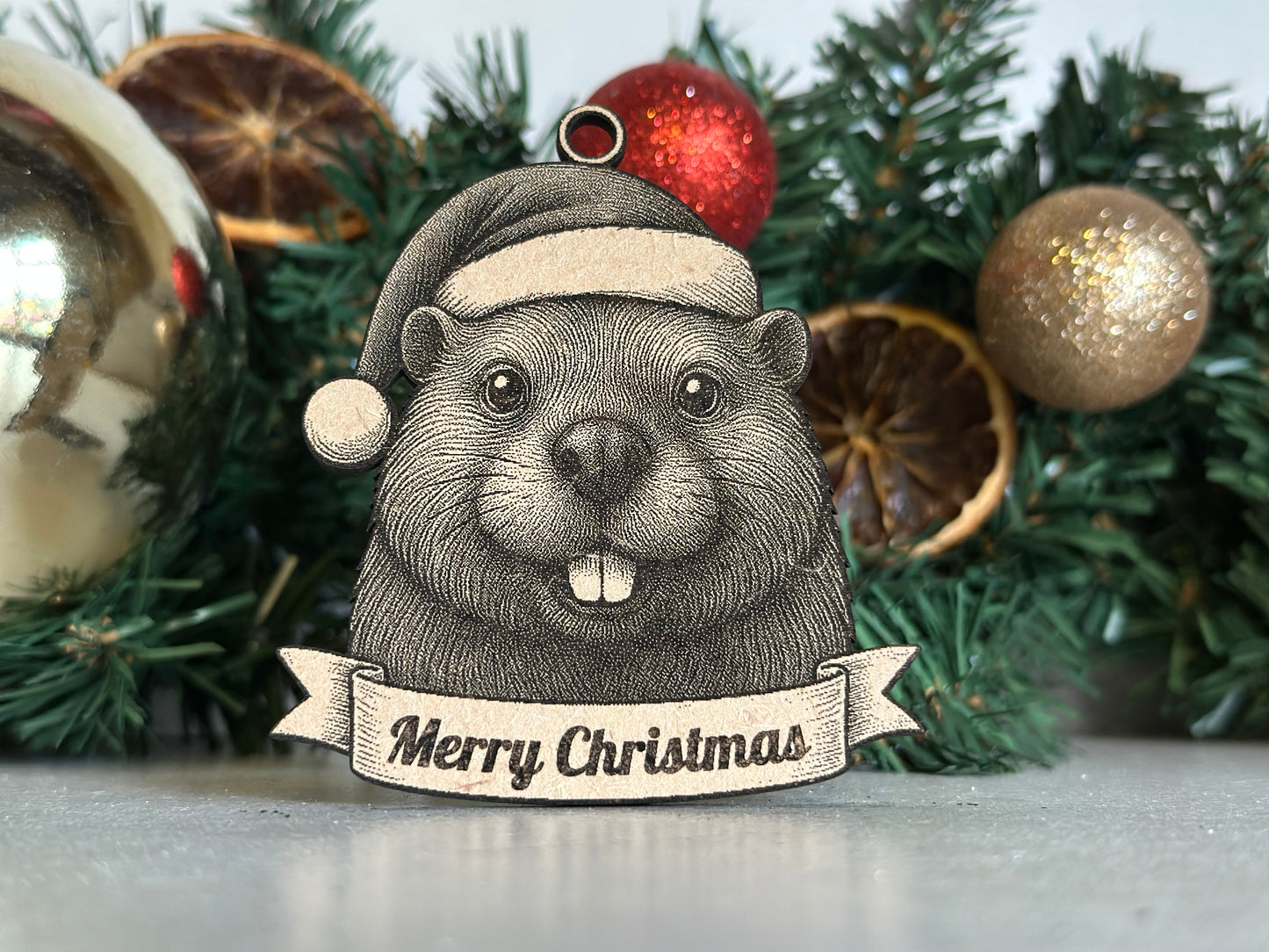 Beaver - Personalisable Christmas Tree Decoration Bauble Ornament Wildlife Gift