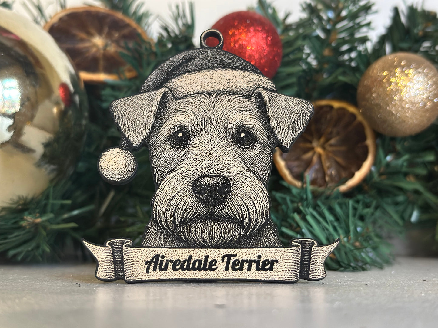Airedale Terrier - Personalisable Christmas Tree Decoration Bauble Ornament Dog Gift