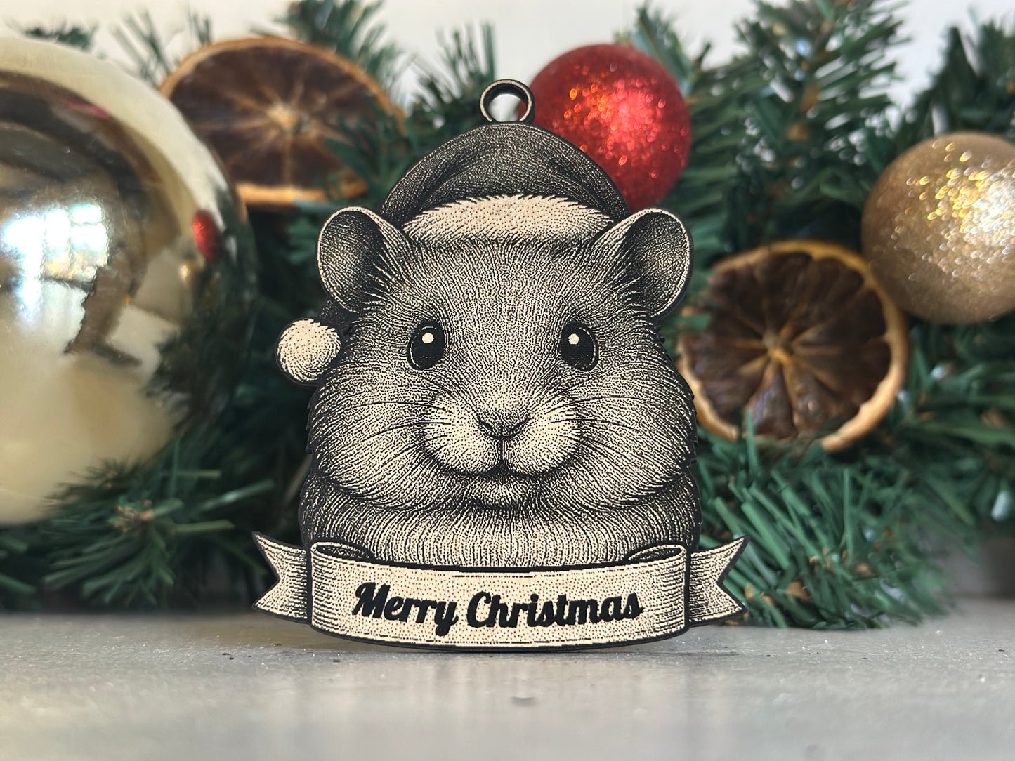 Hamster - Personalisable Christmas Tree Decoration Bauble Ornament Pet Gift