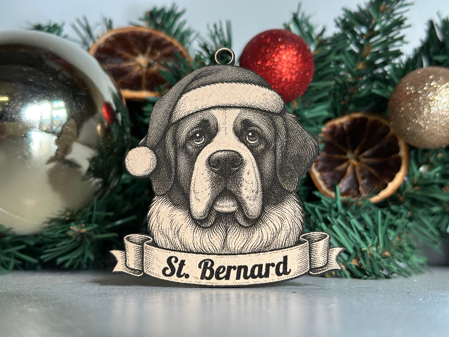 St. Bernard - Personalisable Christmas Tree Decoration Bauble Ornament Dog Gift