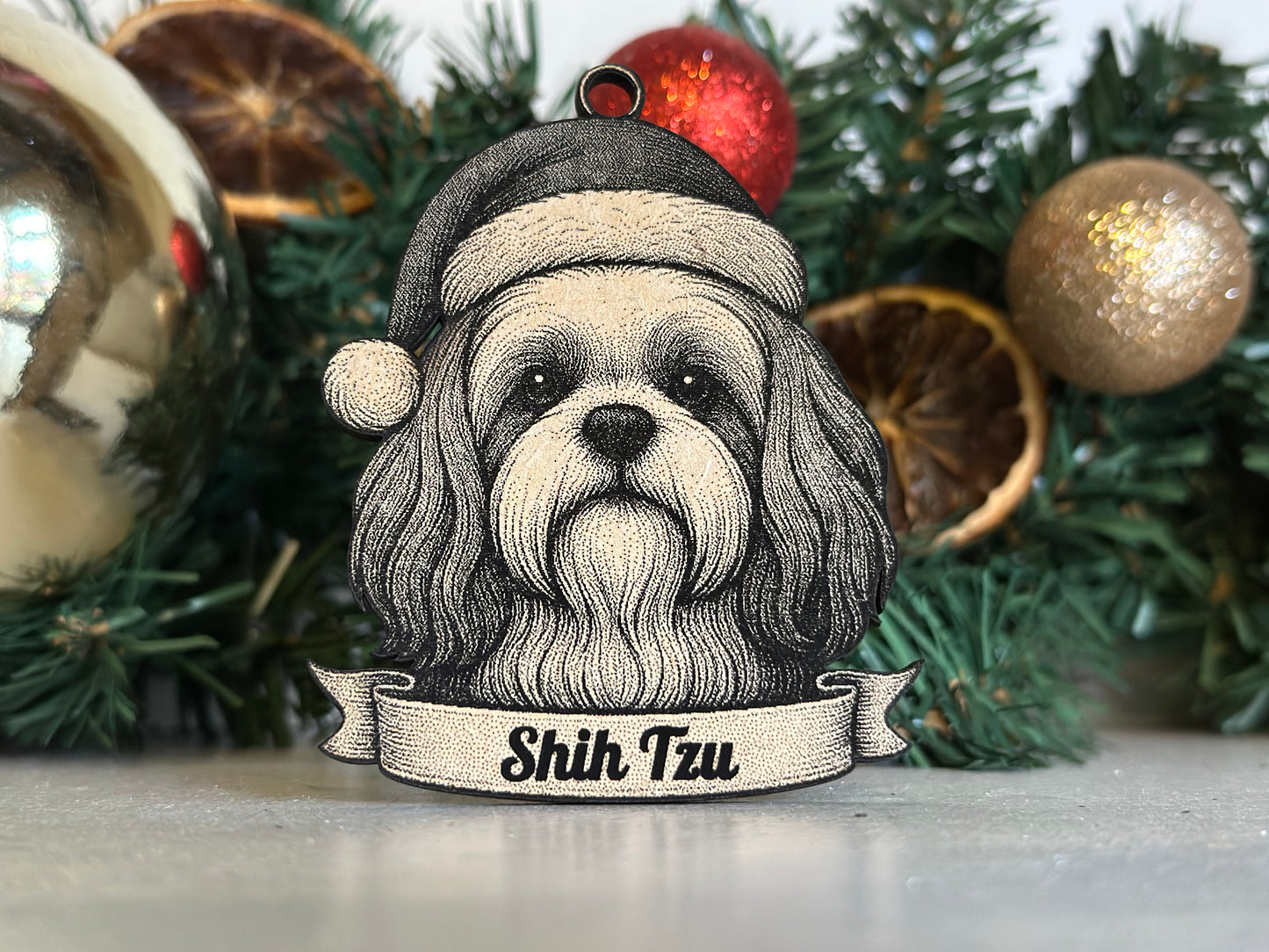 Shih Tzu - Personalisable Christmas Tree Decoration Bauble Ornament Dog Gift