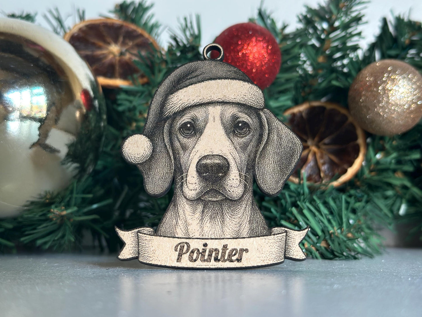 Pointer - Personalisable Christmas Tree Decoration Bauble Ornament Dog Gift