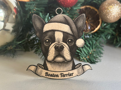 Boston Terrier - Personalisable Christmas Tree Decoration Bauble Ornament Dog Gift