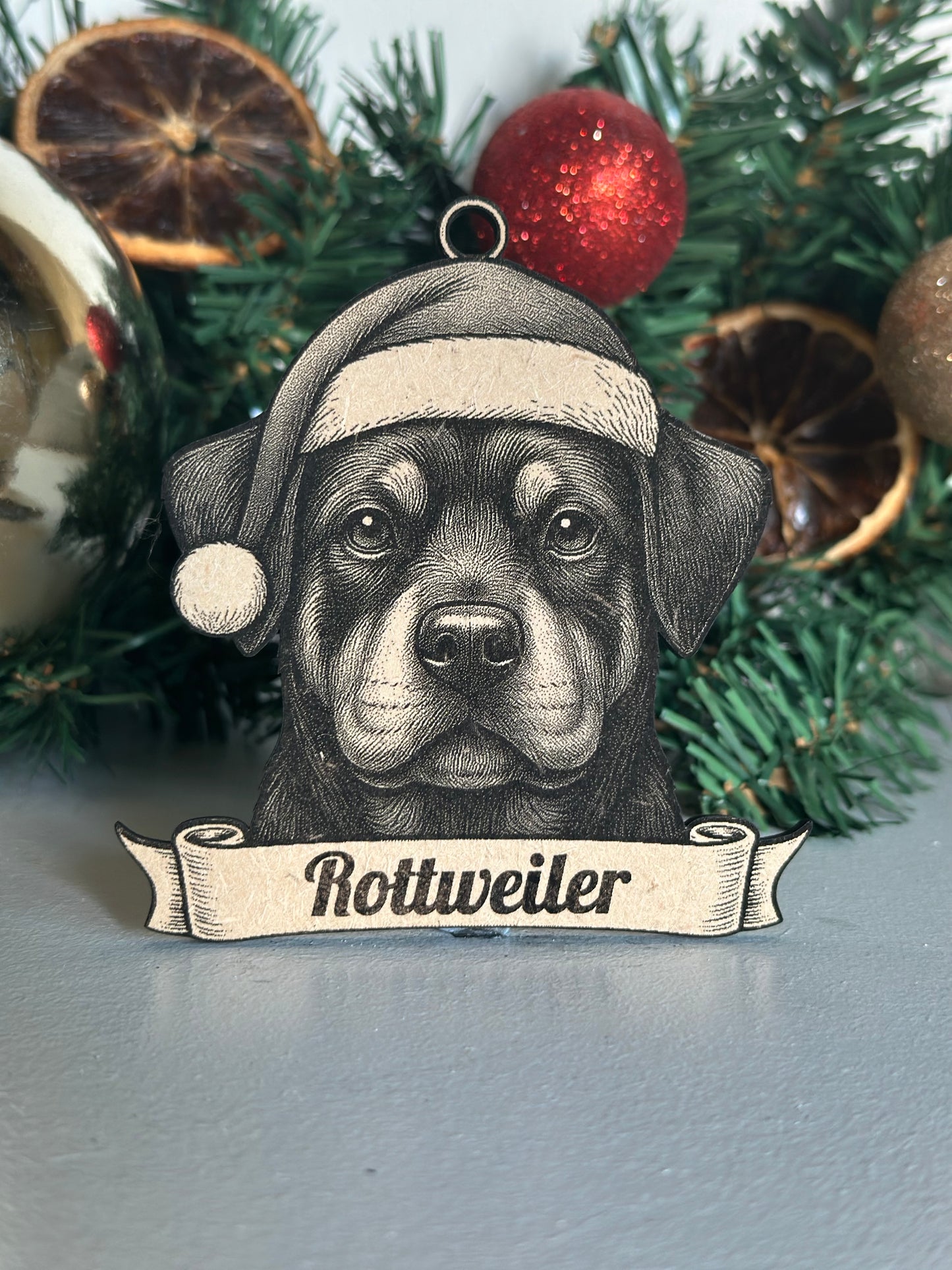 Rottweiler - Personalisable Christmas Tree Decoration Bauble Ornament Dog Gift