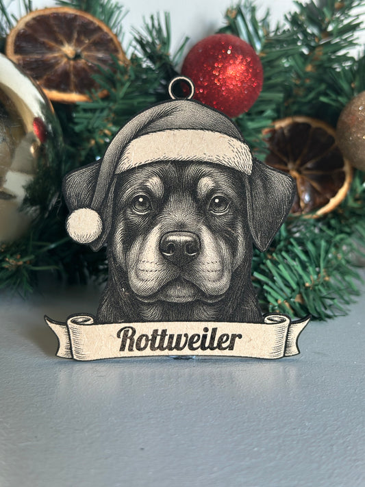 Rottweiler - Personalisable Christmas Tree Decoration Bauble Ornament Dog Gift