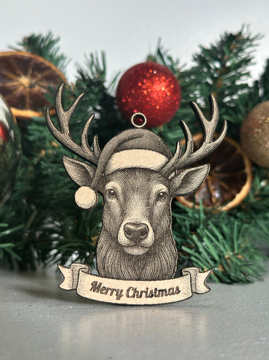 Stag - Personalisable Christmas Tree Decoration Bauble Ornament Wildlife Gift