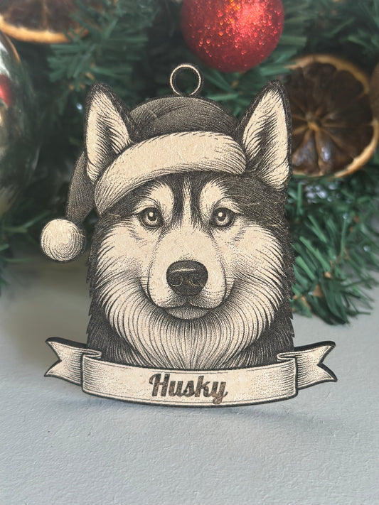 Husky - Personalisable Christmas Tree Decoration Bauble Ornament Dog Gift