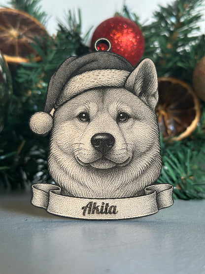 Akita - Personalisable Christmas Tree Decoration Bauble Ornament Dog Gift