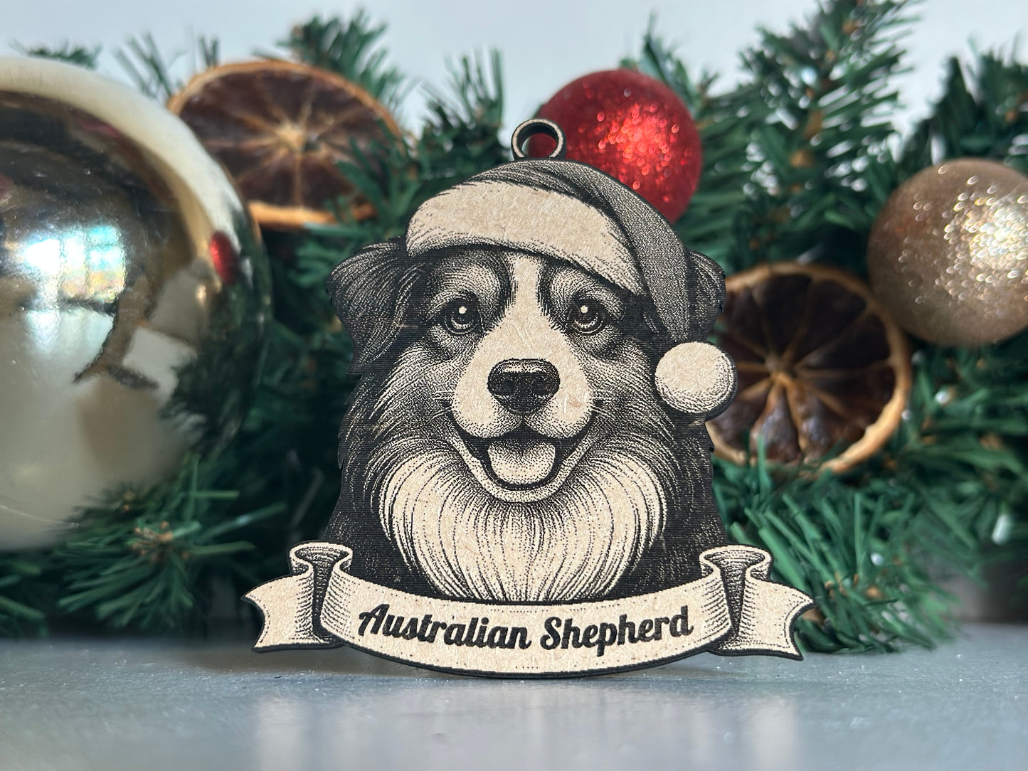 Australian Shepherd - Personalisable Christmas Tree Decoration Bauble Ornament Dog Gift