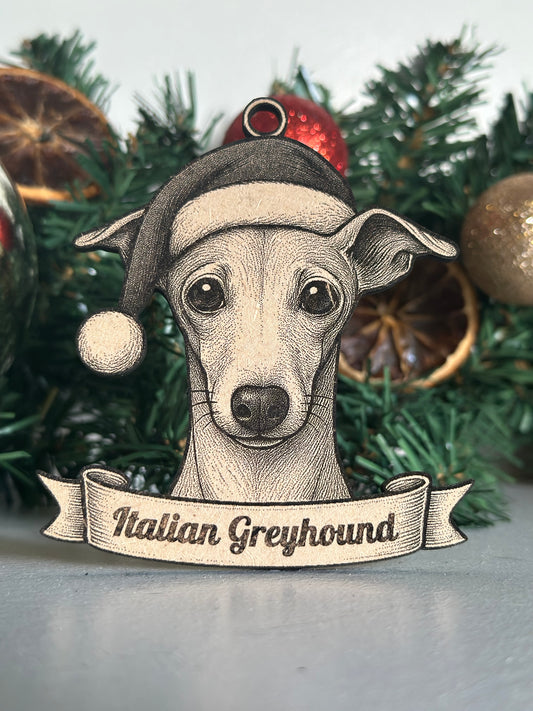 Italian Greyhound - Personalisable Christmas Tree Decoration Bauble Ornament Dog Gift