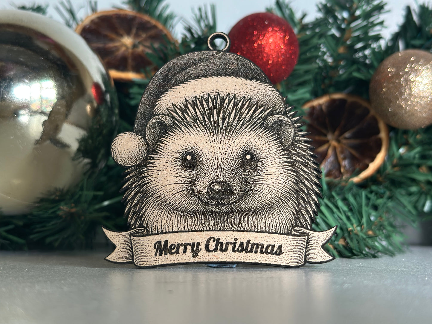Hedgehog - Personalisable Christmas Tree Decoration Bauble Ornament Wildlife Gift