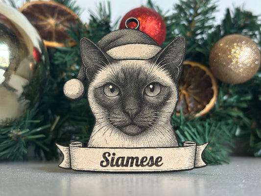 Siamese - Personalisable Christmas Tree Decoration Bauble Ornament Cat Gift