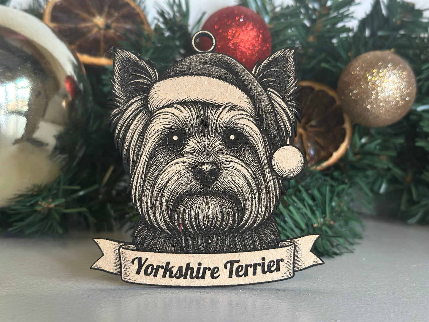 Yorkshire Terrier - Personalisable Christmas Tree Decoration Bauble Ornament Dog Gift