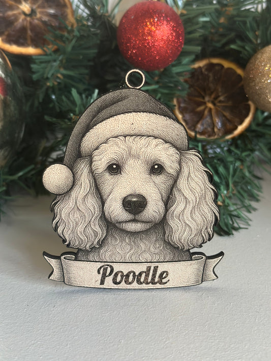 Poodle - Personalisable Christmas Tree Decoration Bauble Ornament Dog Gift