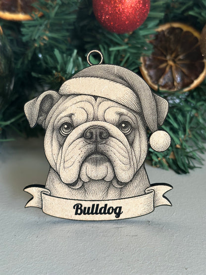 Bulldog - Personalisable Christmas Tree Decoration Bauble Ornament Dog Gift