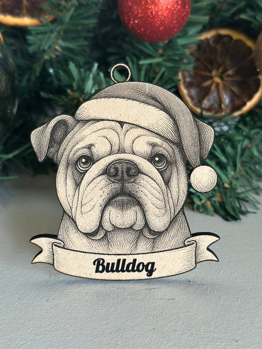 Bulldog - Personalisable Christmas Tree Decoration Bauble Ornament Dog Gift