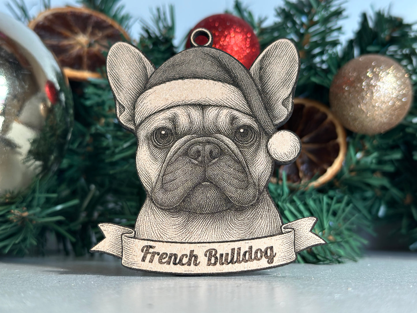 French Bulldog - Personalisable Christmas Tree Decoration Bauble Ornament Dog Gift