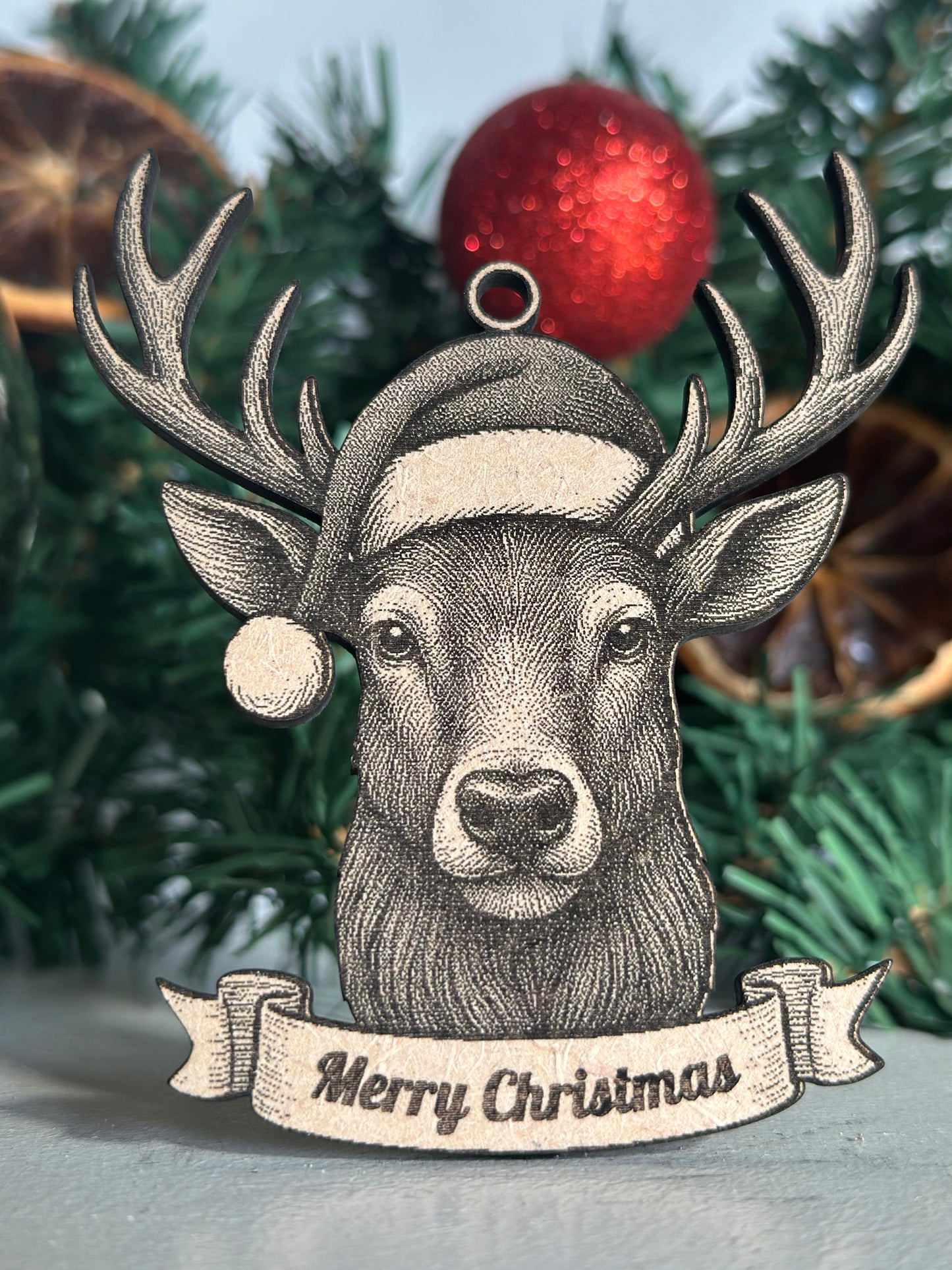 Stag - Personalisable Christmas Tree Decoration Bauble Ornament Wildlife Gift